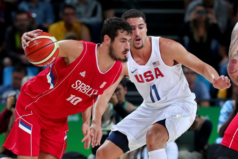 Nikola Kalinic #10 of Serbia with the ball