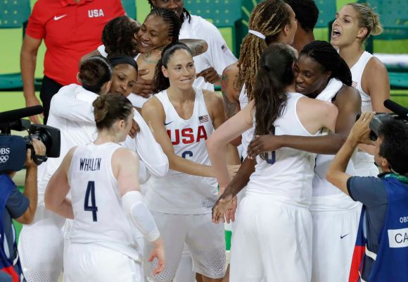 United States players celebrate after the gold medal