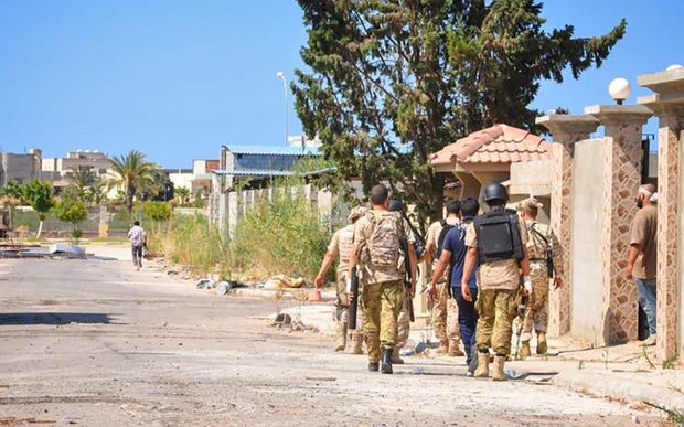 Members of forces loyal to Libya's unity government taking part in military operations against Islamic State in Sirte