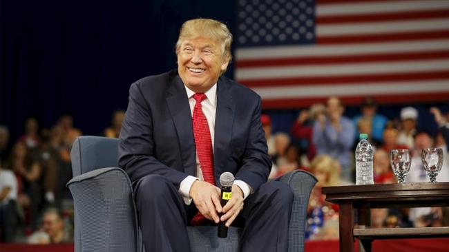 US Republican presidential nominee Donald Trump gestures following his speech at a campaign rally in Austin Texas