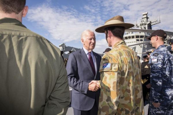 U.S. Vice President Joe Biden center meets with