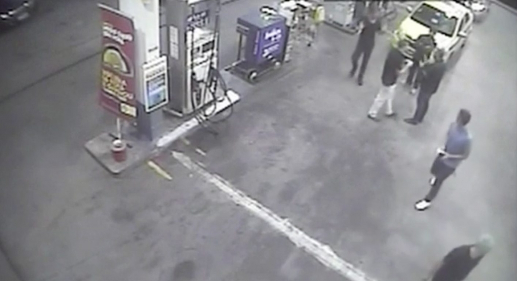 In this Sunday Aug. 14 2016 frame from surveillance video released by Brazil Police swimmers from the United States Olympic team appear with Ryan Lochte right at a gas station during the 2016 Summer Olympics in Rio de Janeiro Brazil. A top Brazi