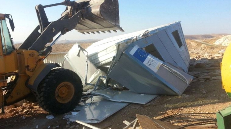 Israel demolished five unauthorized structures in the West Bank's Area C