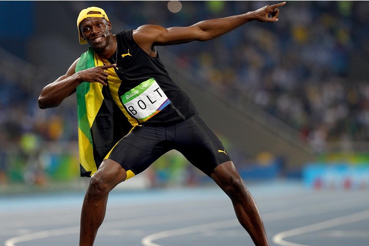 Usain Bolt after winning a third successive Olympic 100m gold medal