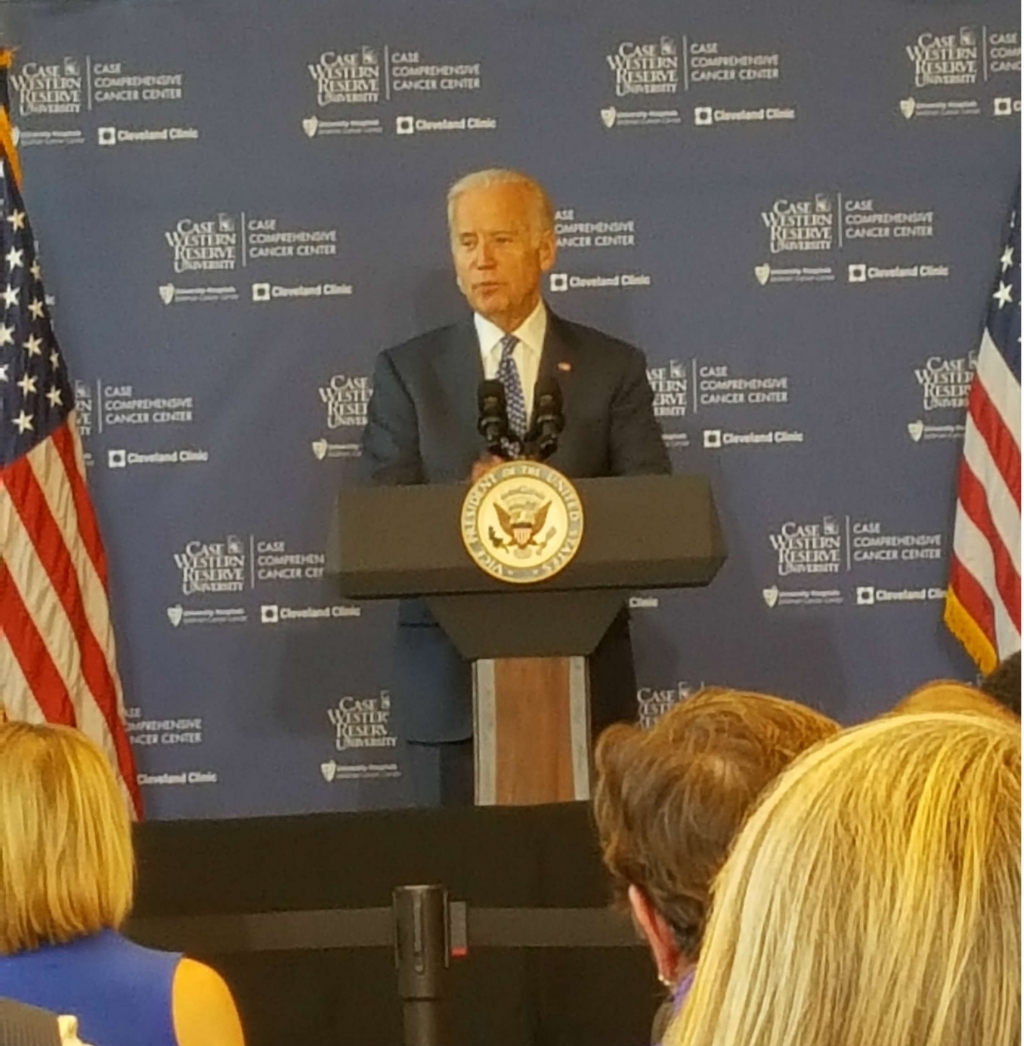 V.P. Joe Biden is in Cleveland talking about cancer treatment and prevention June 30