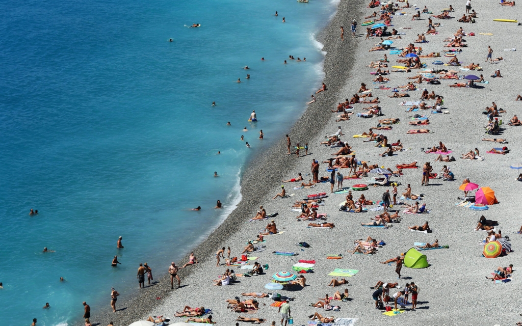 Beachgoers on the French Riviera