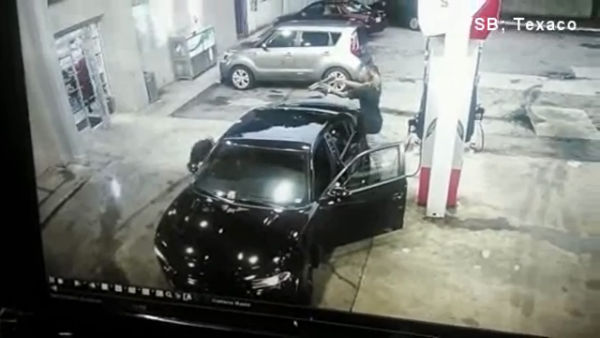 WATCH: Gas station shootout injures 1, suspect sought