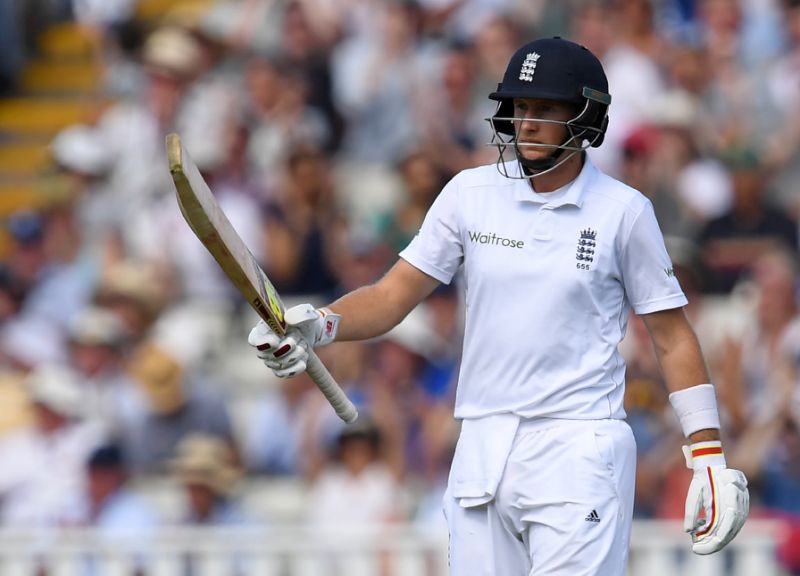 England's Joe Root celebrates as he reaches his 50