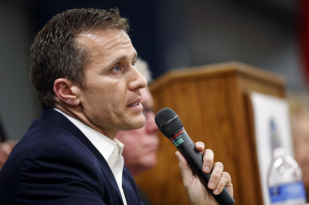 Missouri Republican gubernatorial candidate former Navy SEAL Eric Greitens speaks during a forum in Jefferson City