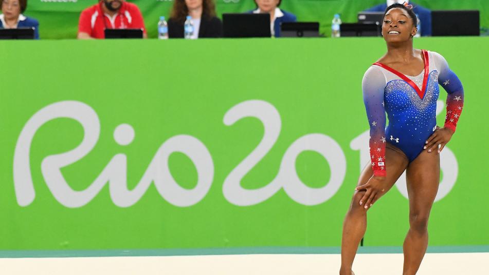 Simone Biles on floor at the 2016 Rio Olympics