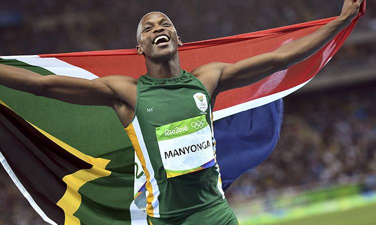 Rio Olympics- Athletics- Final- Men's Long Jump Final- Olympic Stadium- Rio de Janeiro Brazil- 13/08/2016. Luvo Manyonga of South Africa celebrates after winning the silver medal in the long jump final. REUTERS  Dylan Martinez