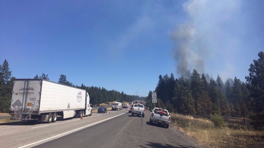 Weight Station Fire east of Pendleton Oregon