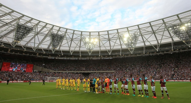 West Ham United and NK Domzale players on the pitch