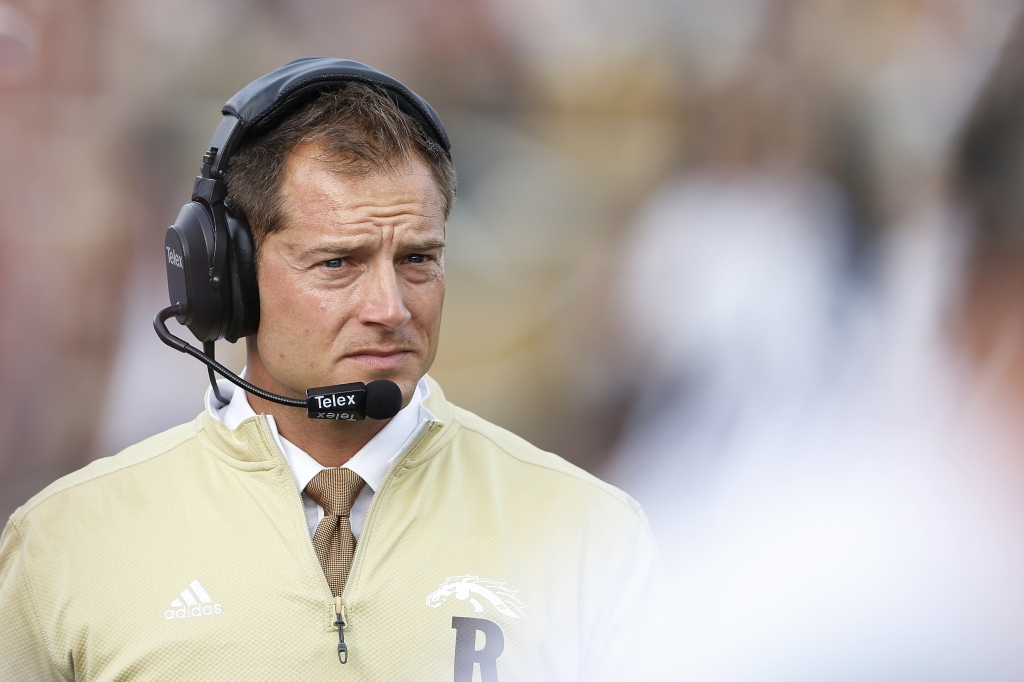 KALAMAZOO MI- SEPTEMBER 4 Head coach P.J. Fleck of the Western Michigan Broncos looks on in the first half against the Michigan State Spartans at Waldo Stadium