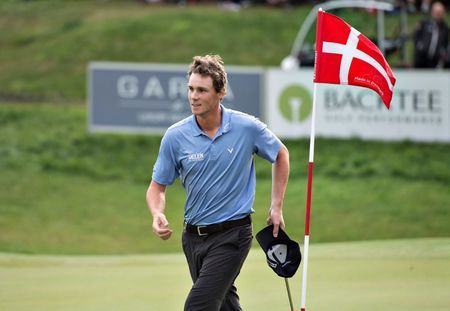 Thomas Pieters of Belgium reacts during the Made in Denmark European Tour golf tournament final round in Farso