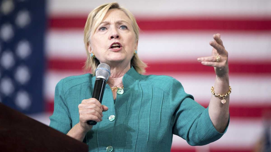 Democratic presidential candidate Hillary Clinton speaks at a rally at Abraham Lincoln High School in Des Moines Iowa Wednesday Aug. 10 2016