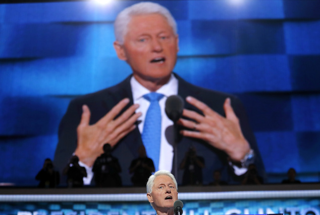 Former President Bill Clinton speaks during the second day session of the Democratic National Convention in Philadelphia Tuesday