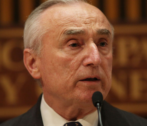 New York City Police Commissioner William Bratton speaks at a news conference following a'table-top emergecny drill after attacks in the Belgium capital of Brussels last week