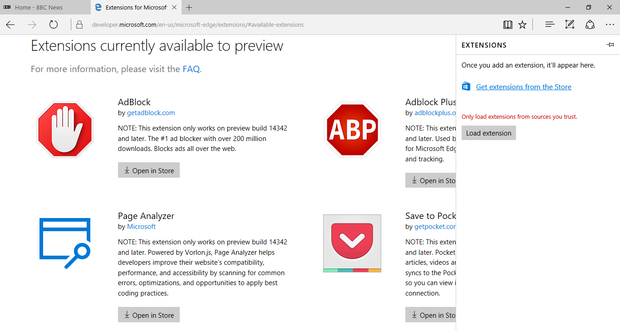 Windows 10's Edge browser new extensions.                Image Nick Heath  TechRepublic