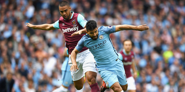 Winston Reid and Sergio Aguero tangled often during Manchester City's win over West Ham