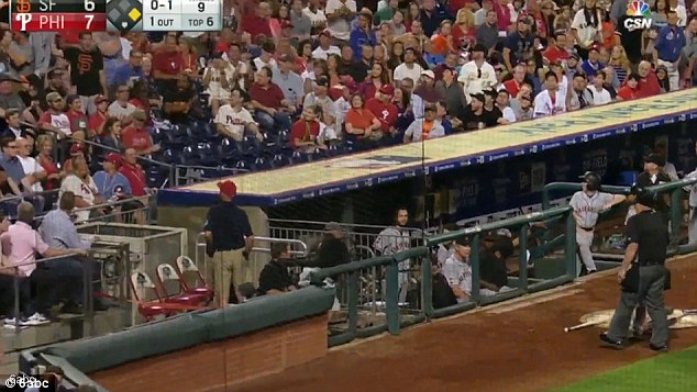 With the Phillies leading the game 7-6 Davidson decided he had had enough of the fan's bellicose interruptions