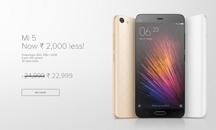 Xiaomi Mi 5 to get a price cut of Rs. 2000 in India tomorrow