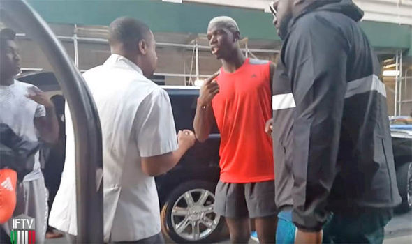 YOUTUBEPogba chats to a hotel attendant in New York