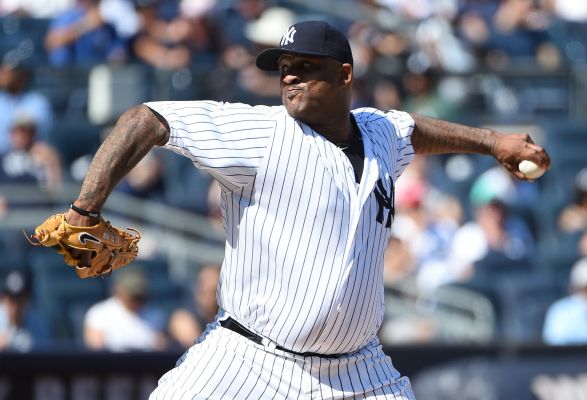 New York Yankees starting pitcher CC Sabathia delivers