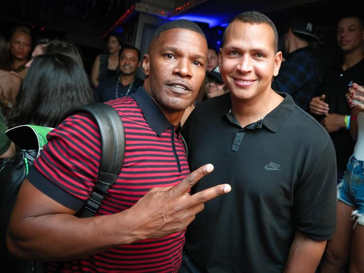 Jamie Foxx joins Alex Rodriguez at Up & Down nightclub for the Yankee’s retirement party