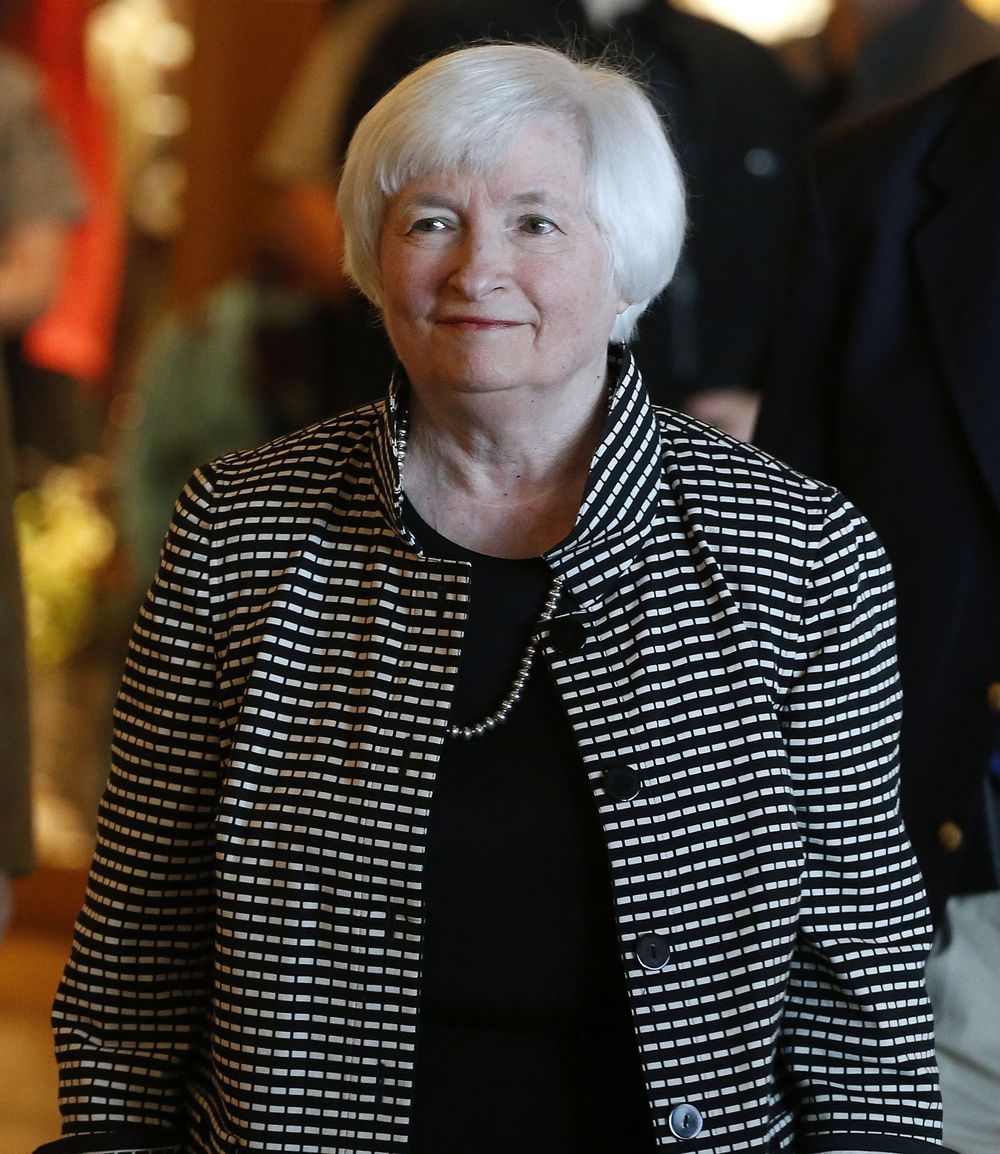 Federal Reserve Chair Janet Yellen arrives for a reception on the opening night of the annual invitation-only conference of central bankers from around the world sponsored by the Federal Reserve Bank of Kansas City at Jackson Lake Lodge in Grand Teton N