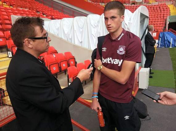 Yellow Sport's Brian Jeeves speaking to West Ham United defender Reece Burke