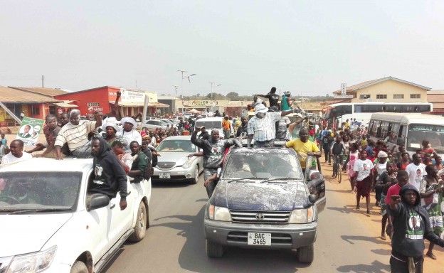 PF MANSA Central member of Parliament Chitalu Chilufya and his supporters celebrate after being declared the winner of the August 11 poll