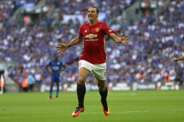 Ibra scores United beats Leicester 2-1 in Community Shield