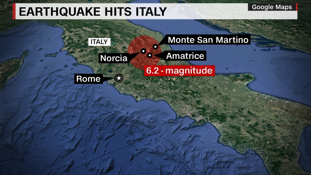 A 6.2-magnitude strong shallow earthquake hit central Italy early Wednesday killing at least 63 people and leaving rescuers desperately digging through the rubble to free survivors. Credit CNN