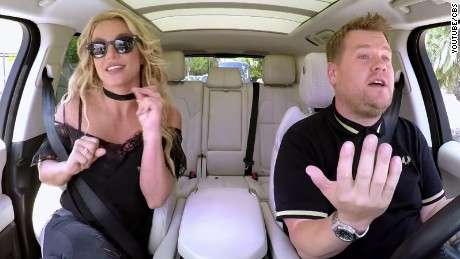 Britney Spears and James Corden of The Late Late Show