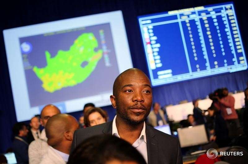 Democratic Alliance leader Mmusi Maimane looks on at the result center in Pretoria