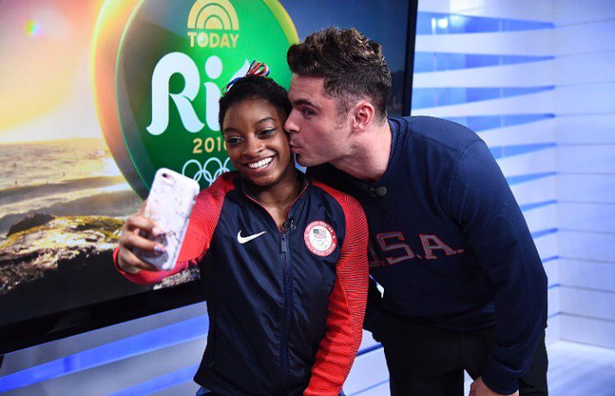 Zac Efron Has Olympic Level Competition for Simone Biles's Heart