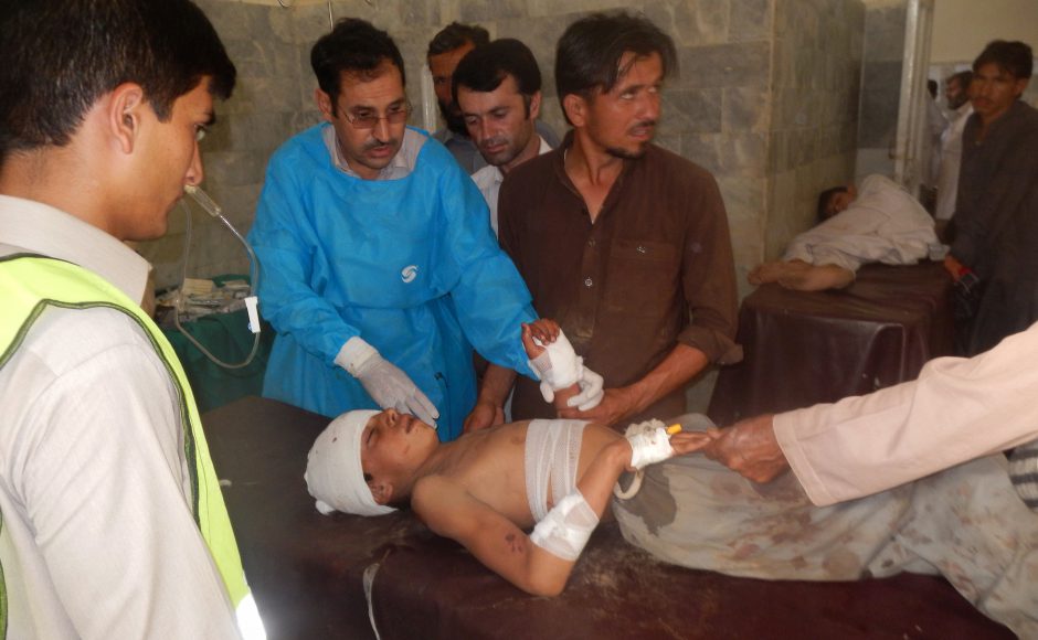 A Pakistani child who was injured in a suicide bombing is treated at a local hospital in Khar Pakistan on Friday. Pic AP