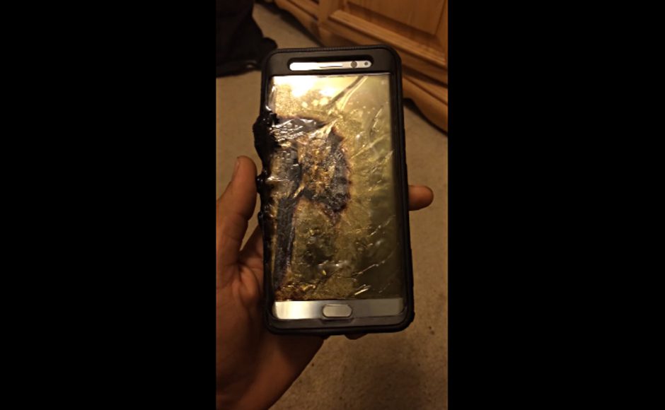 A damaged Samsung Galaxy Note 7. Pic Ariel Gonzalez  YouTube