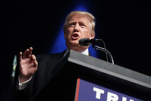 Republican presidential candidate Donald Trump speaks during a campaign rally Tuesday Sept. 13 2016 in Clive Iowa. A war of words over Donald Trump’s “deplorables” is intensifying as Republicans and Democrats fight to sco