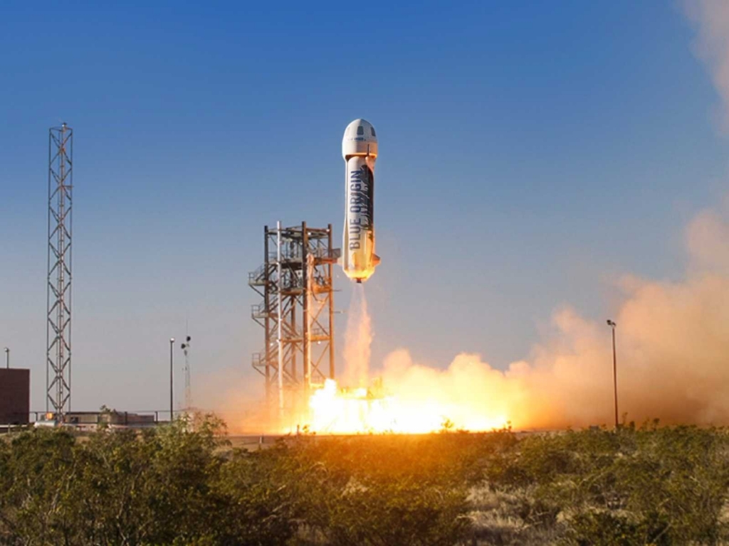 A rocket launched by Blue Origin a spaceflight company owned by Amazon CEO Jeff