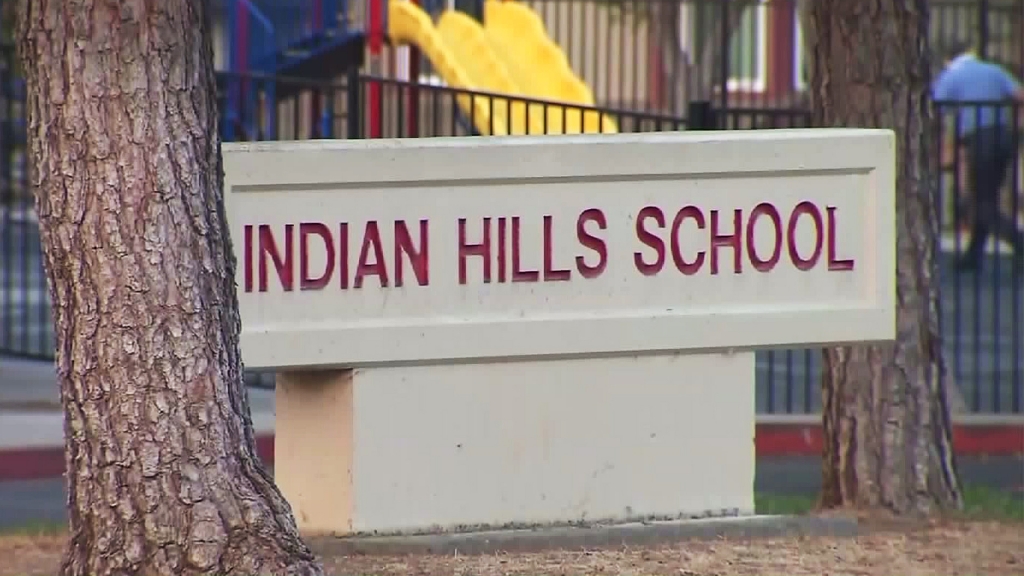 A sign in front of Indian Hills Elementary School in Jurupa Valley is seen in this file