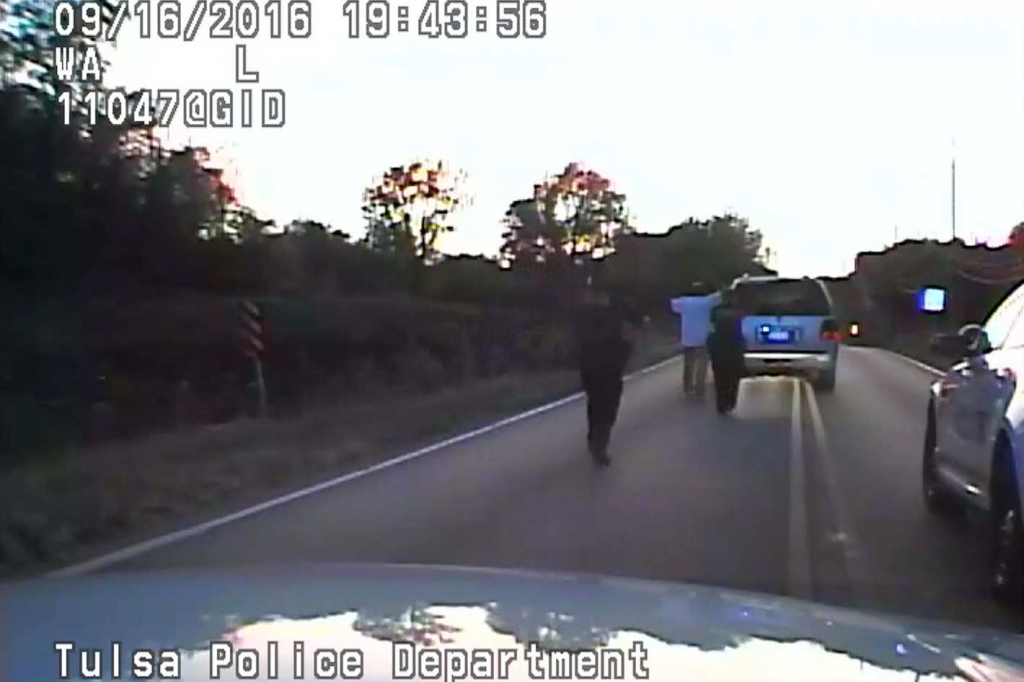 A still from a dashboard camera before Terence Crutcher was shot to death