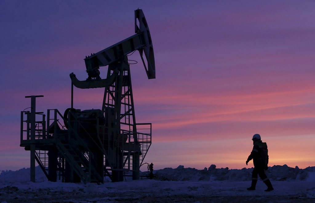 A worker at an oil field owned by Bashneft Bashkortostan Russia