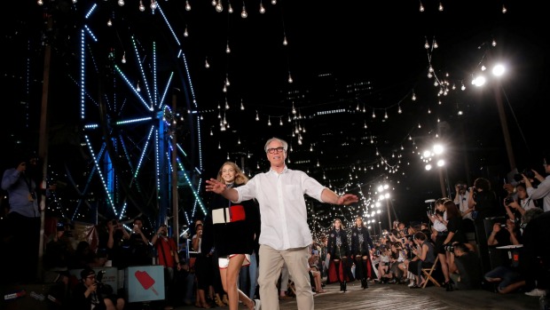 Gigi Hadid on the runway for her collection with Tommy Hilfiger