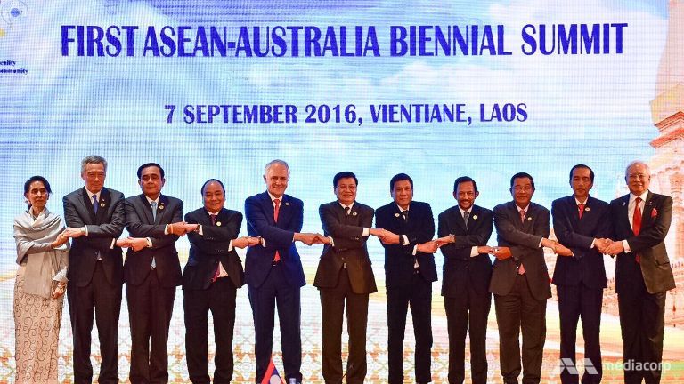 ASEAN leaders and Australian Prime Minister Malcolm Turnbull.
   
 

  Enlarge  Caption