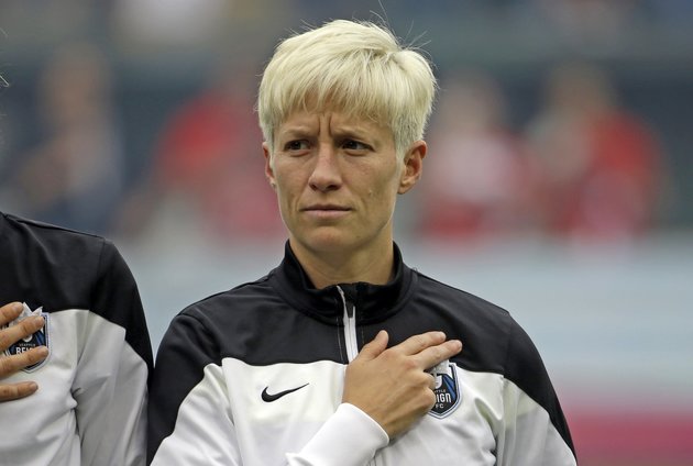 ASSOCIATED PRESS
Megan Rapinoe took a knee during the national anthem during a match Sunday in support of NFL quarterback Colin Kaepernick