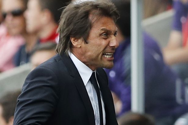 Antonio Conte celebrates after Diego Costa scored the first goal