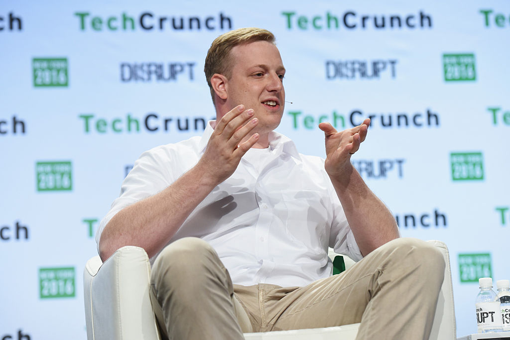 Adblock Plus CEO Till Faida speaks onstage during Tech Crunch Disrupt NY 2016 at Brooklyn Cruise Terminal