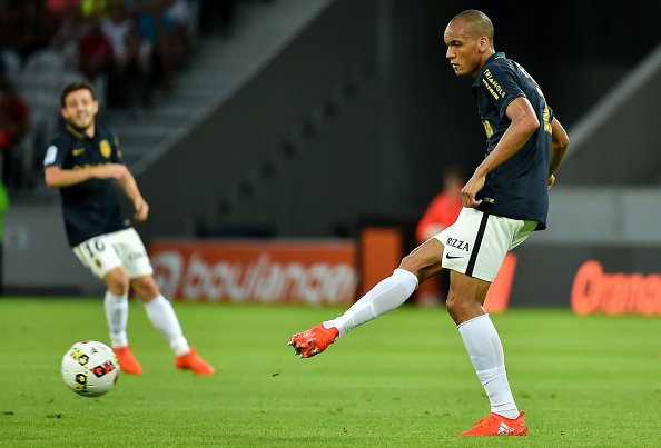 Monaco's French defender Djibril Sidibe passes the ball during the French L1 football match between Lille OSC and AS Monaco FC at the Pierre Mauroy Stadium in Villeneuve d'Ascq near Lille northern France